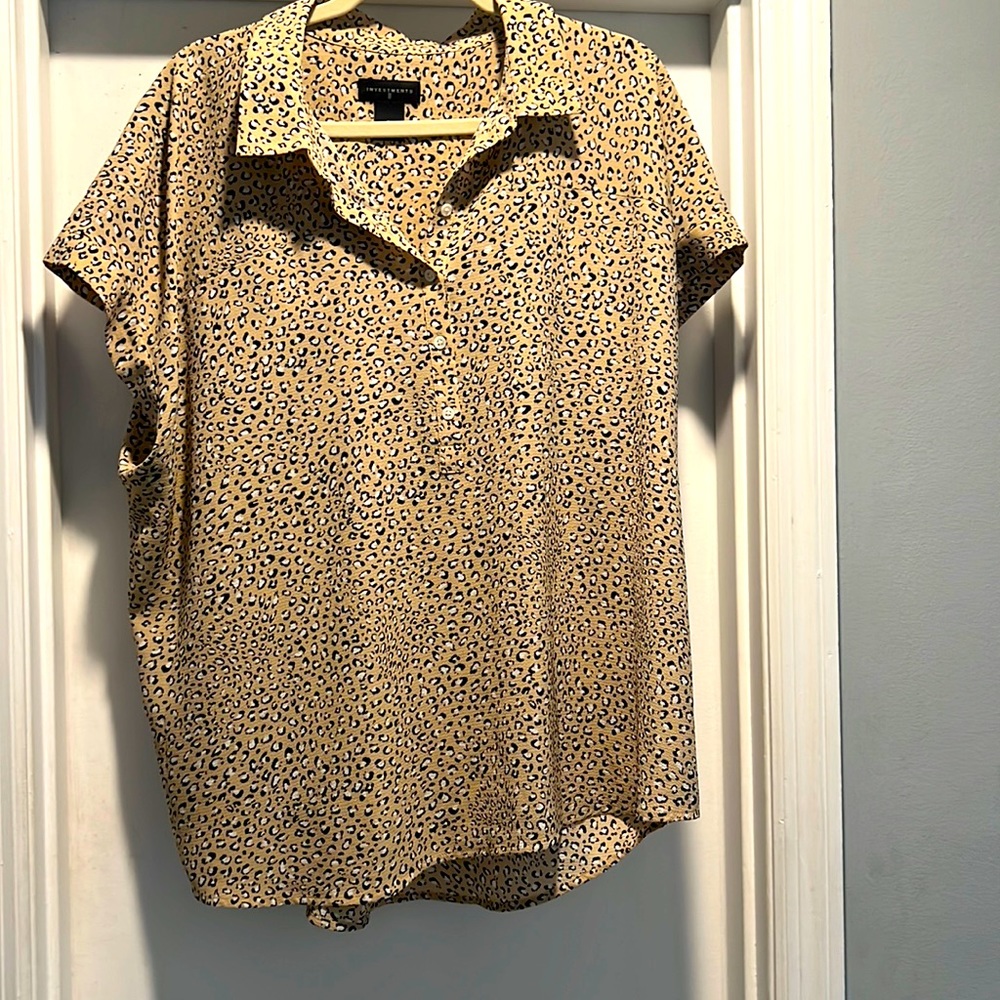 Leopard Print Investments Blouse. Worn Once.